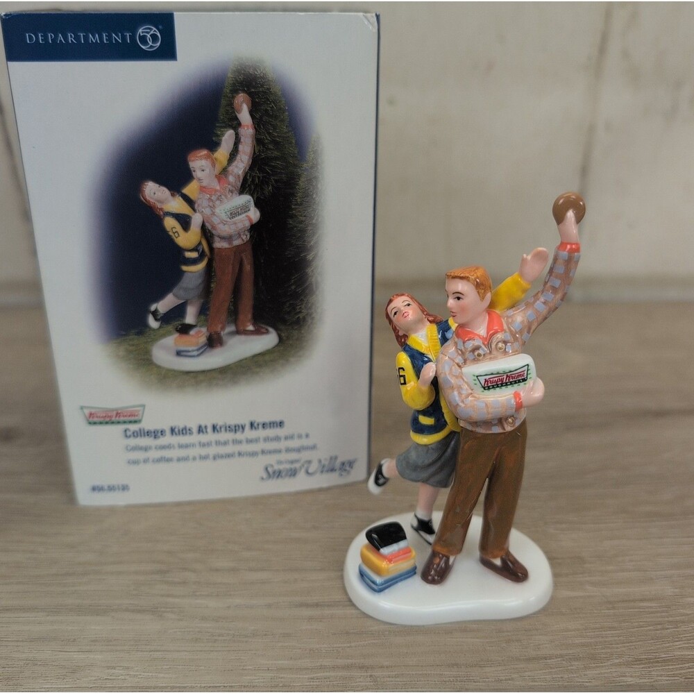 Department 56 Snow Village College Kids at Krispy Kreme #55153 Retired Boxed